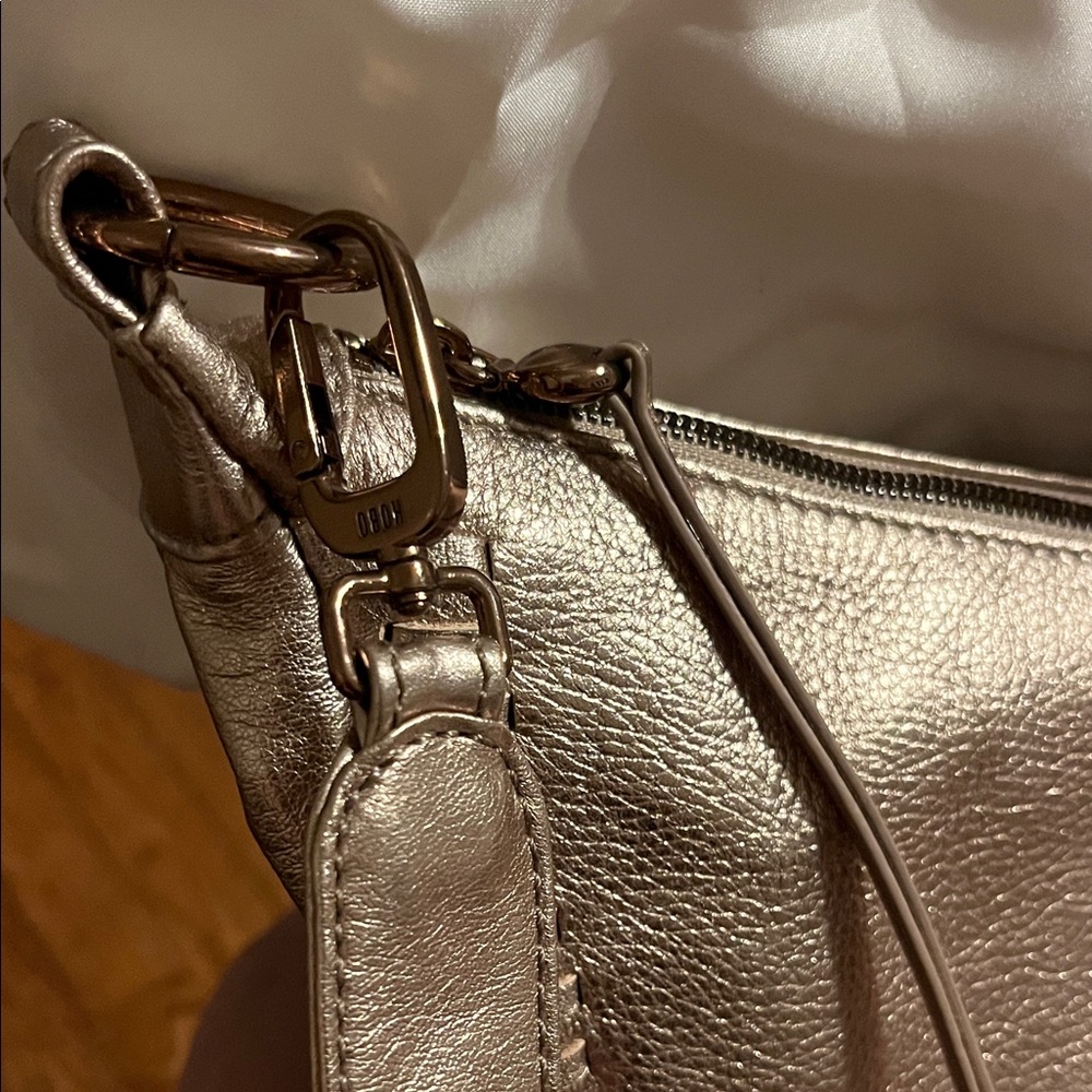 HOBO Metallic Rose Gold Crescent Hobo Shoulder Bag - Picture 2 of 9